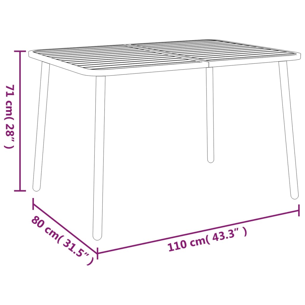 5 pcs conjunto de jantar para jardim aço antracite