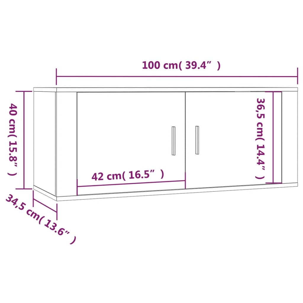 2 pcs conjunto móveis de TV derivados de madeira preto