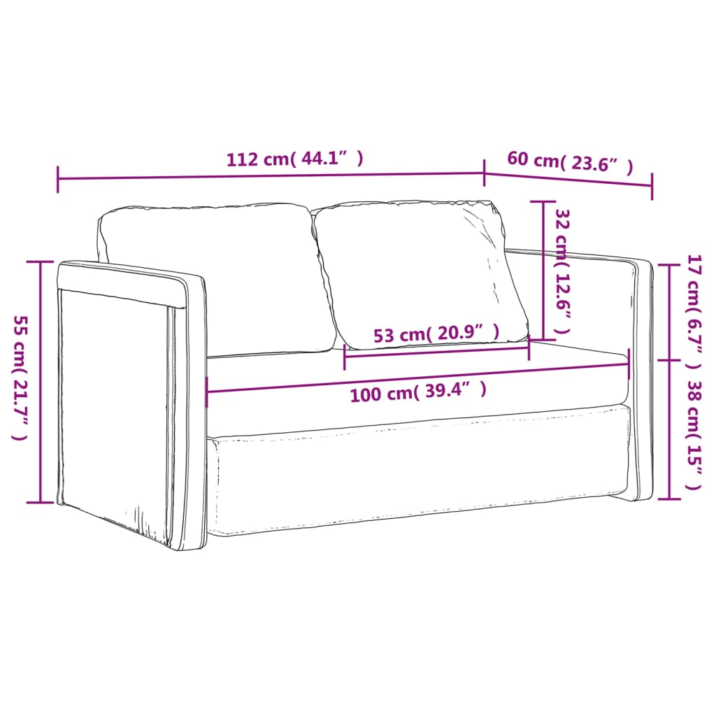 Sofá-cama sem pés 112x174x55 cm tecido cinza-acastanhado