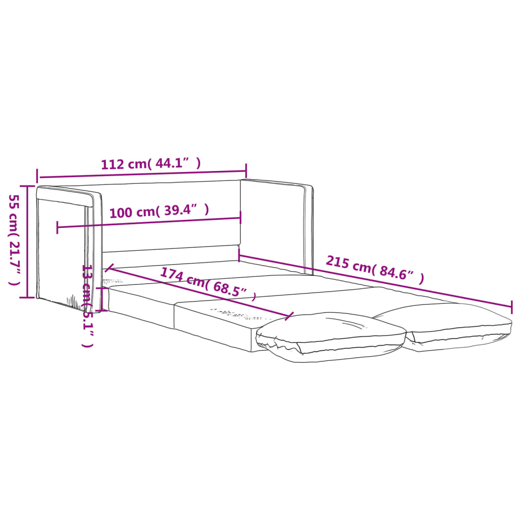 Sofá-cama sem pés 112x174x55 cm tecido cinza-acastanhado