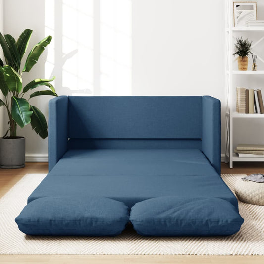 Sofá-cama sem pés 112x174x55 cm tecido azul