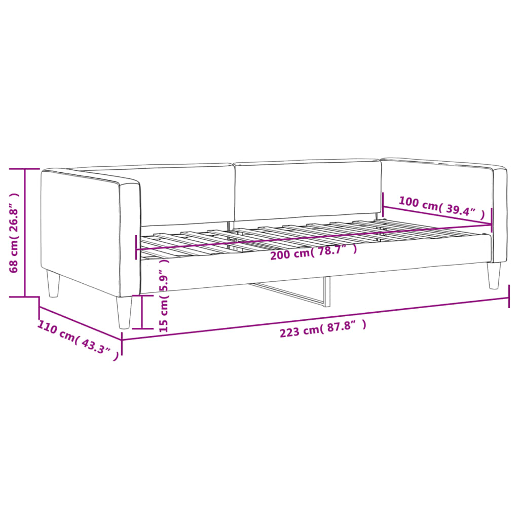 Sofá-cama 100x200 cm tecido cinzento-acastanhado