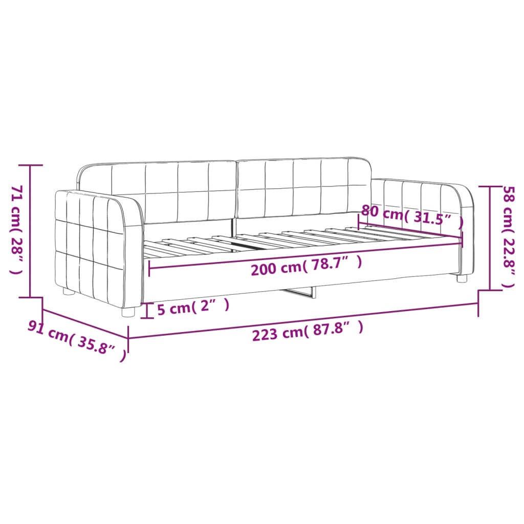 Sofá-cama 80x200 cm veludo amarelo