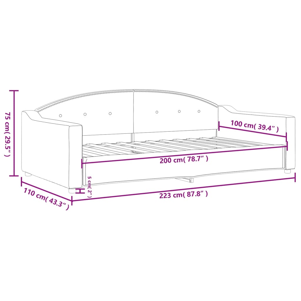 Sofá-cama 100x200 cm tecido cinzento-claro