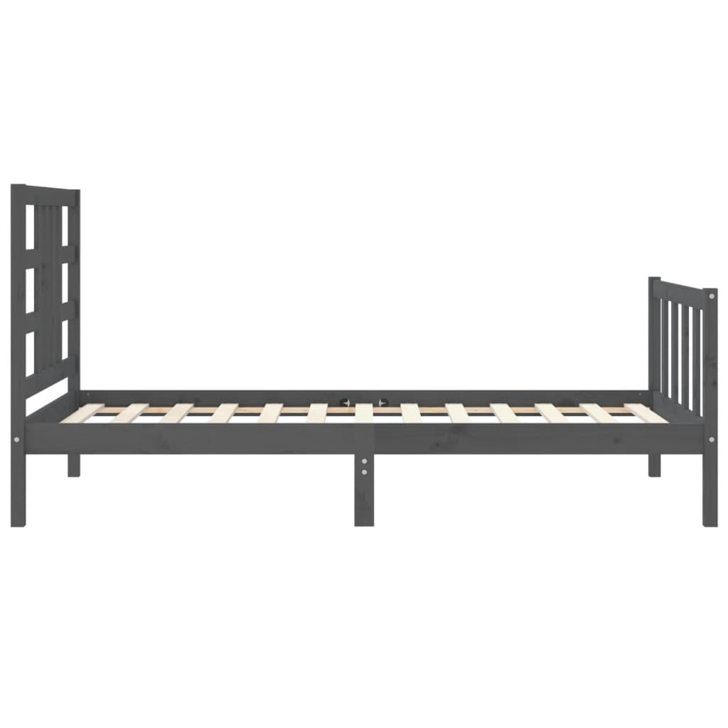 Estrutura de cama com cabeceira 90x200 cm madeira maciça cinza