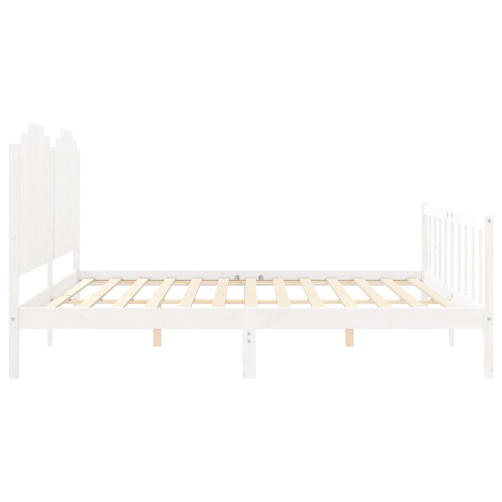 Estrutura de cama com cabeceira 200x200cm madeira maciça branco