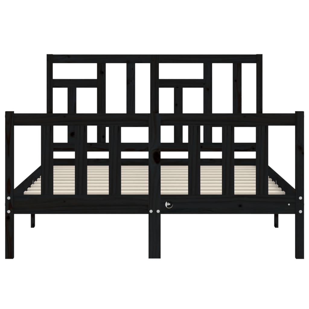 Estrutura de cama com cabeceira 140x190 cm madeira maciça preto