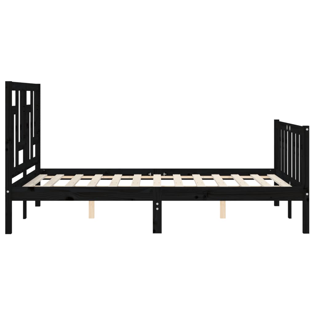 Estrutura de cama com cabeceira 140x190 cm madeira maciça preto