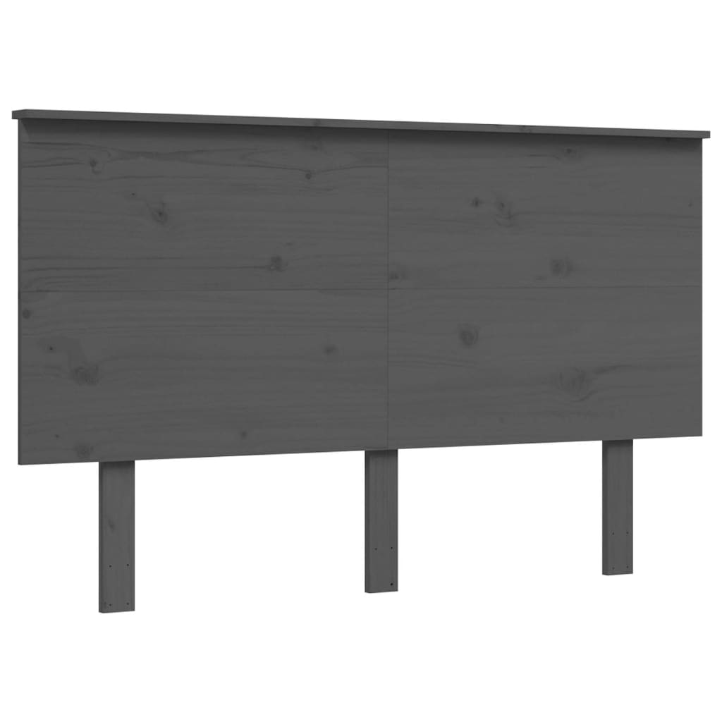 Estrutura de cama com cabeceira 140x190 cm madeira maciça cinza