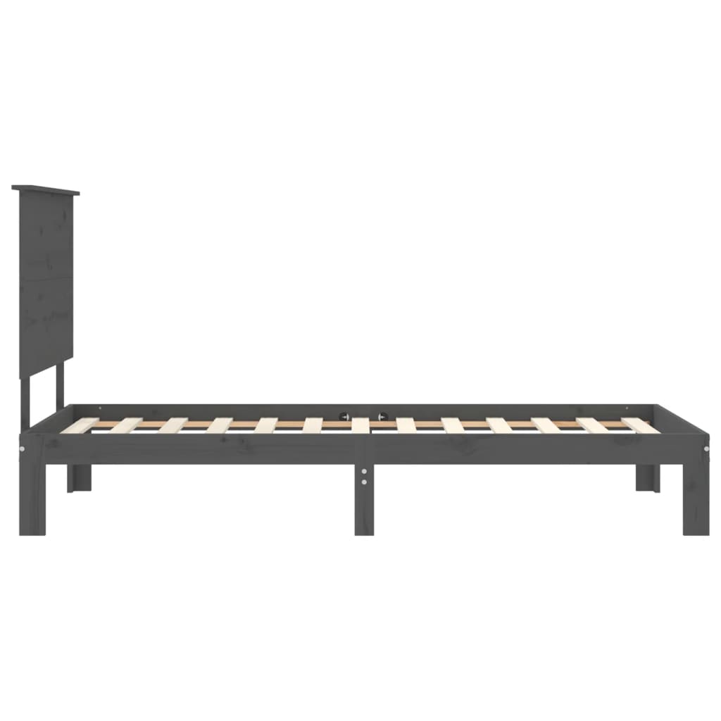 Estrutura de cama com cabeceira 90x200 cm madeira maciça cinza