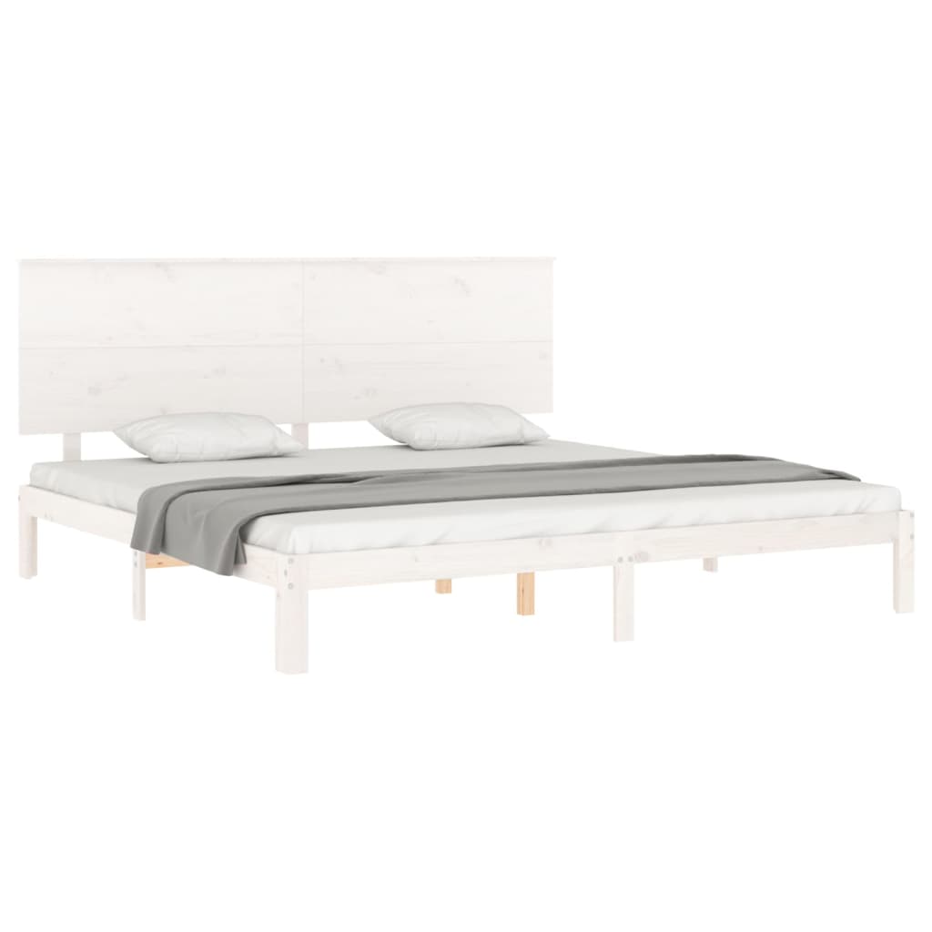 Estrutura de cama com cabeceira 200x200cm madeira maciça branco