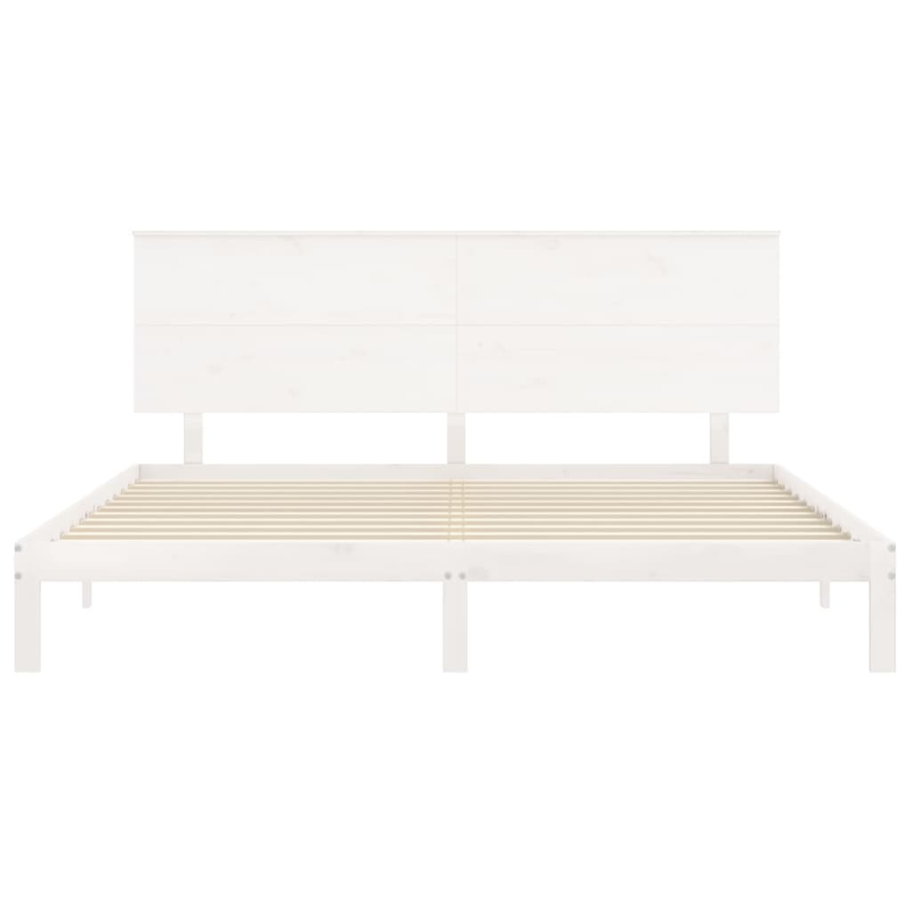 Estrutura de cama com cabeceira 200x200cm madeira maciça branco