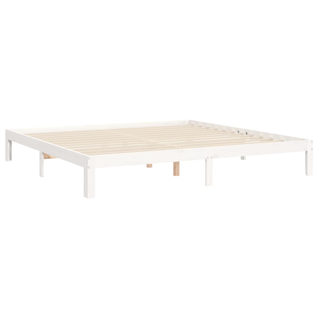 Estrutura de cama com cabeceira 200x200cm madeira maciça branco