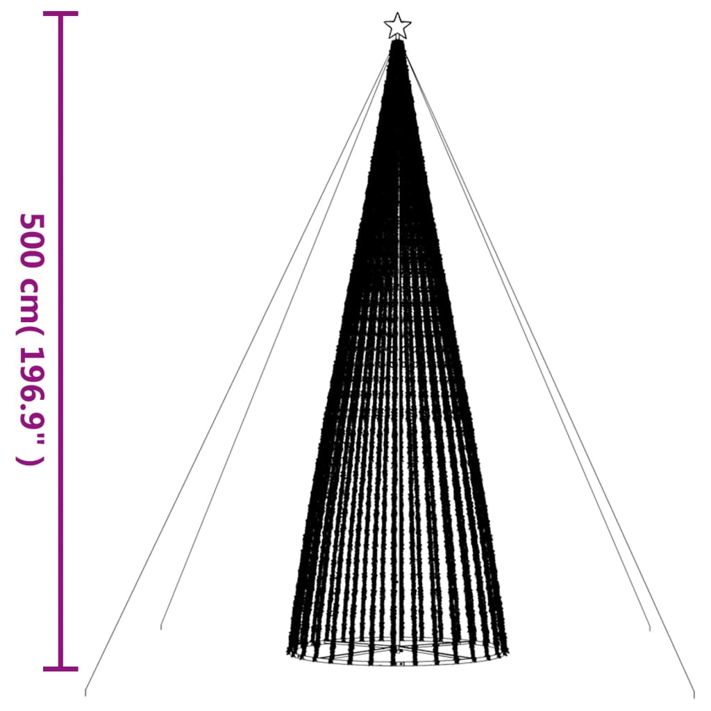 Árvore de Natal luminosa em cone 1544 LEDs 500 cm branco frio