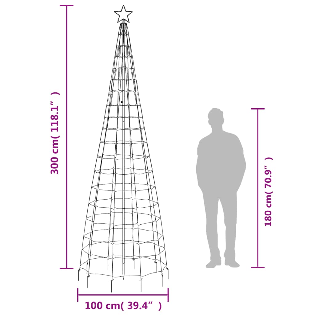 Árvore de Natal luminosa com estacas 570 luzes LED 300 cm azul