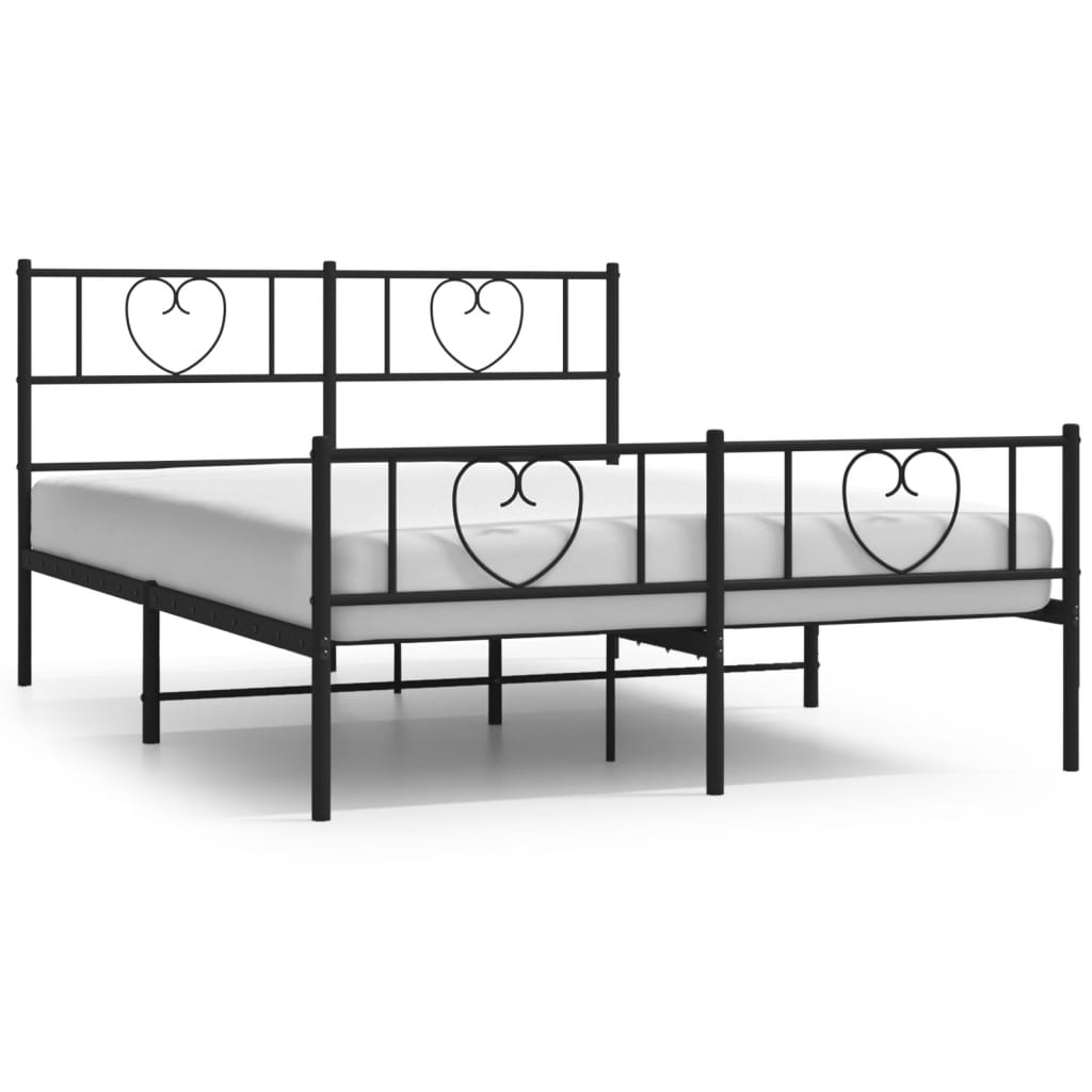 Estrutura de cama com cabeceira e pés 140x190 cm metal preto