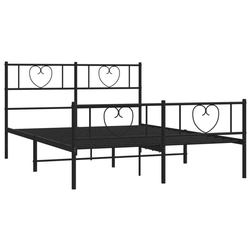 Estrutura de cama com cabeceira e pés 140x190 cm metal preto