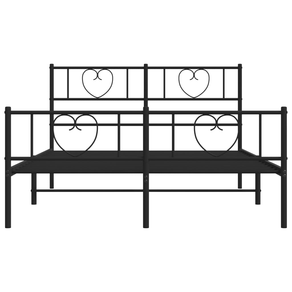 Estrutura de cama com cabeceira e pés 140x190 cm metal preto