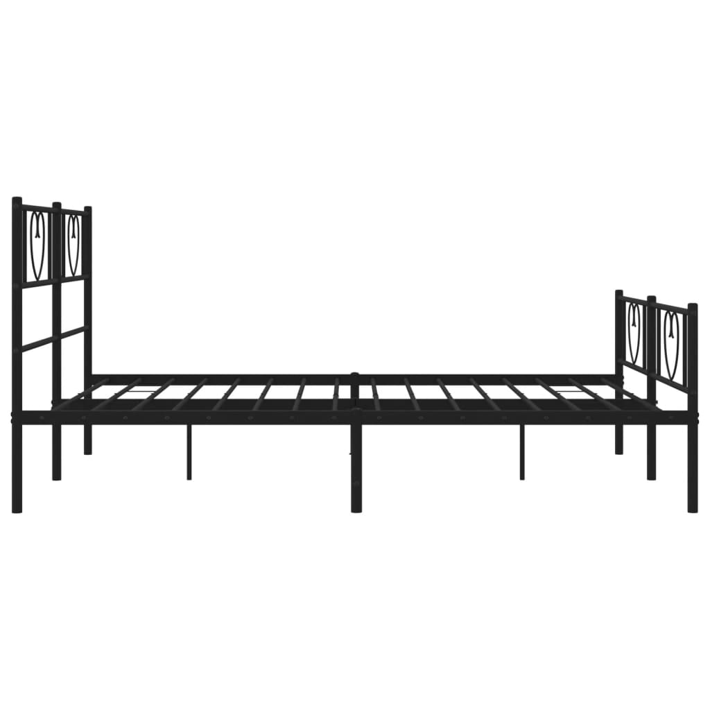 Estrutura de cama com cabeceira e pés 140x190 cm metal preto