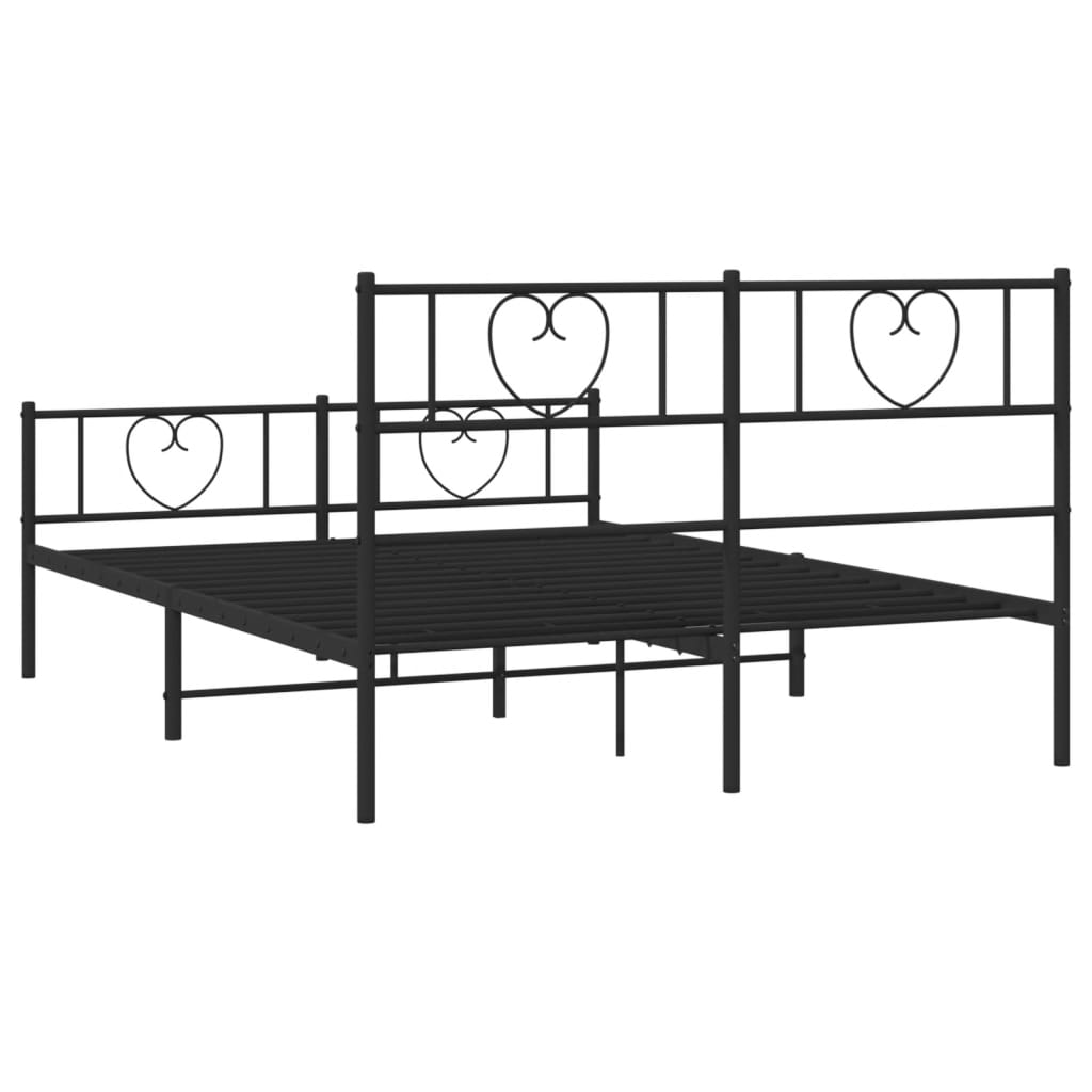 Estrutura de cama com cabeceira e pés 140x190 cm metal preto