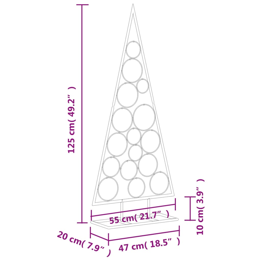 Árvore de Natal para decoração 125 cm metal preto