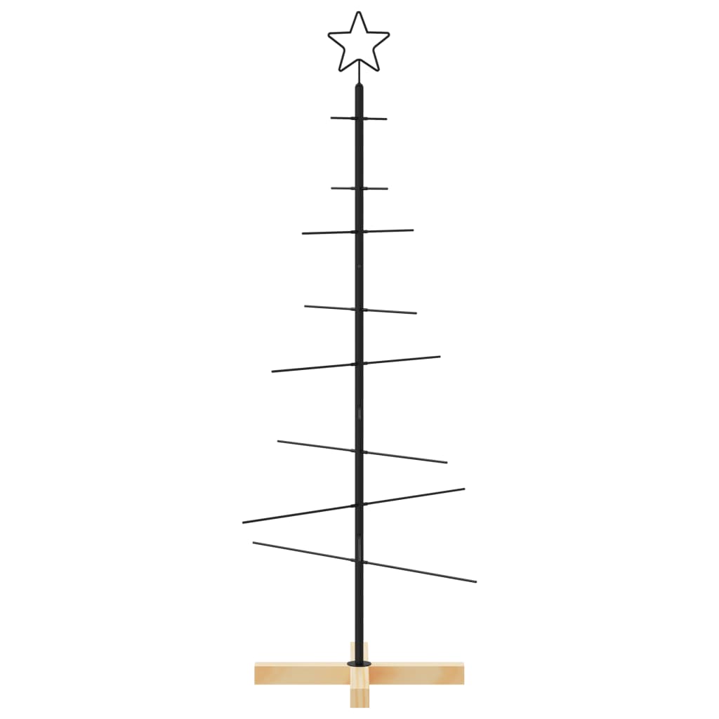 Árvore de Natal de metal com base em madeira 120 cm preto