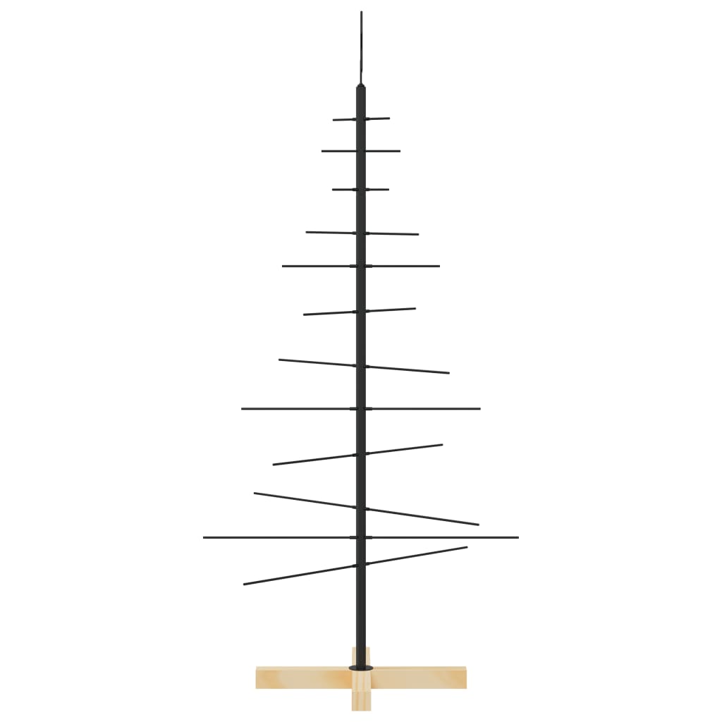 Árvore de Natal de metal com base em madeira 120 cm preto