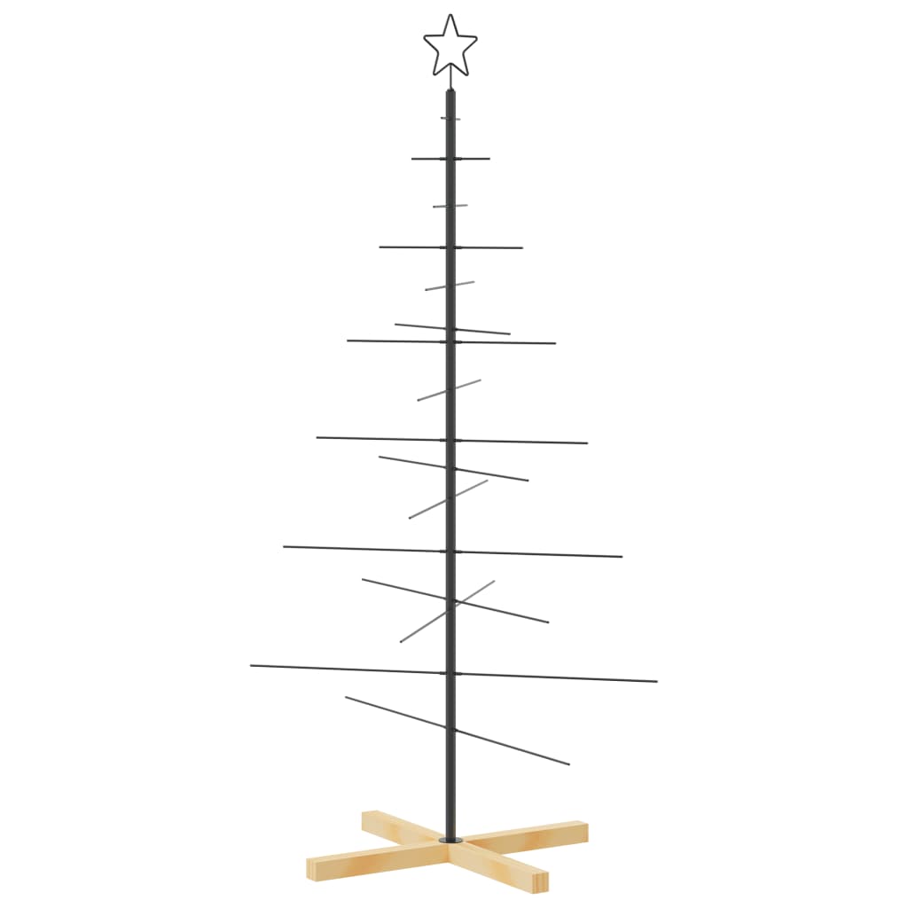 Árvore de Natal de metal com base em madeira 150 cm preto