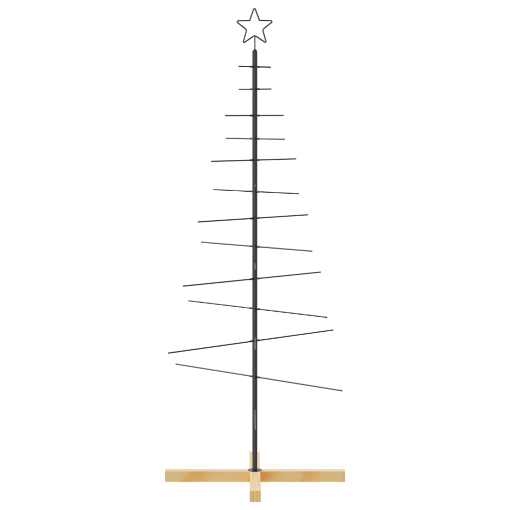 Árvore de Natal de metal com base em madeira 150 cm preto