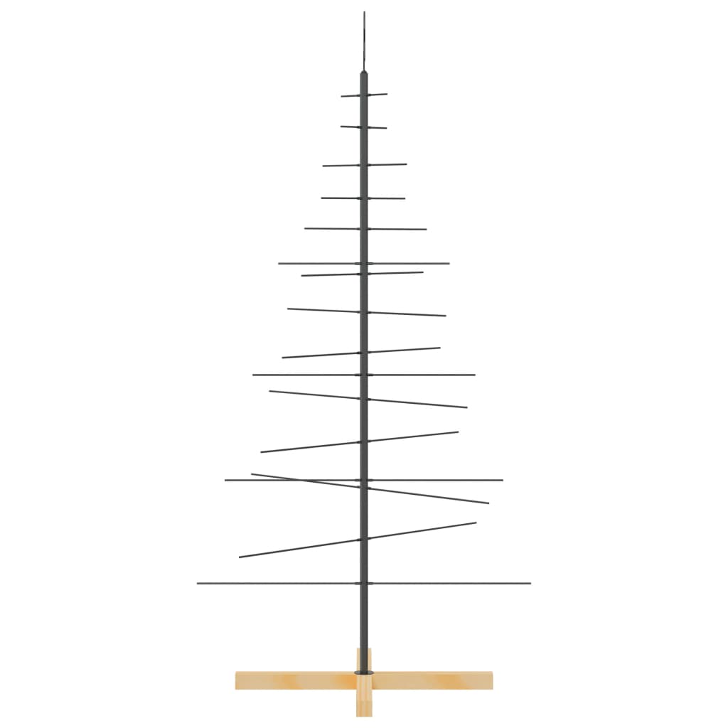 Árvore de Natal de metal com base em madeira 150 cm preto