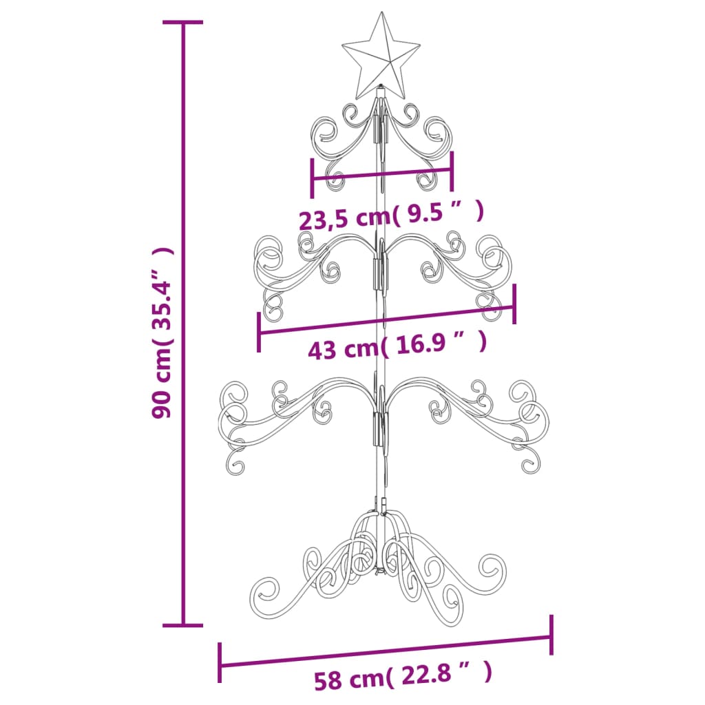 Árvore de Natal para decoração 90 cm metal preto