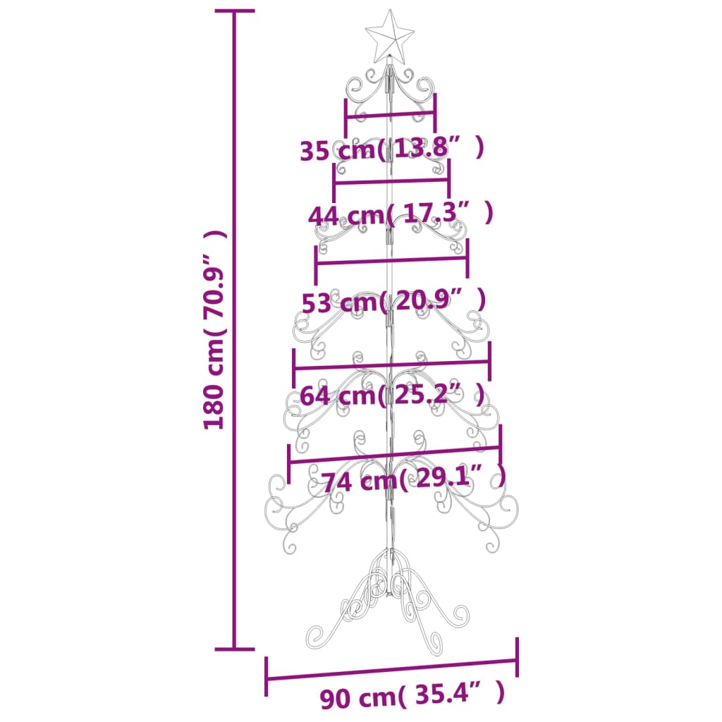 Árvore de Natal para decoração 180 cm metal preto