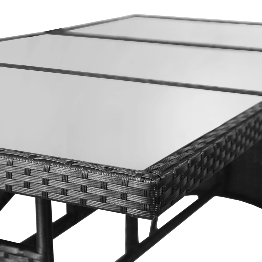 Mesa de jardim 170x80x74 cm vime PE preto