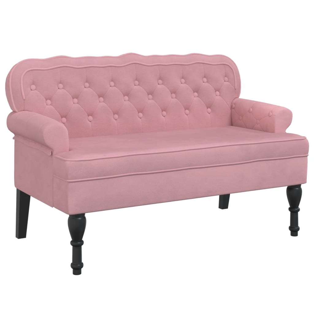 Banco com encosto 119,5x64,5x75 cm veludo rosa