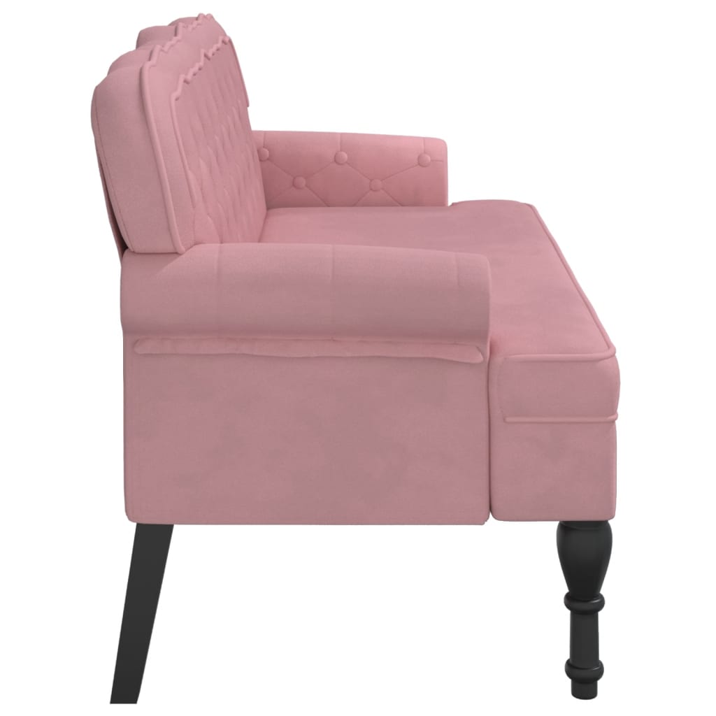 Banco com encosto 119,5x64,5x75 cm veludo rosa