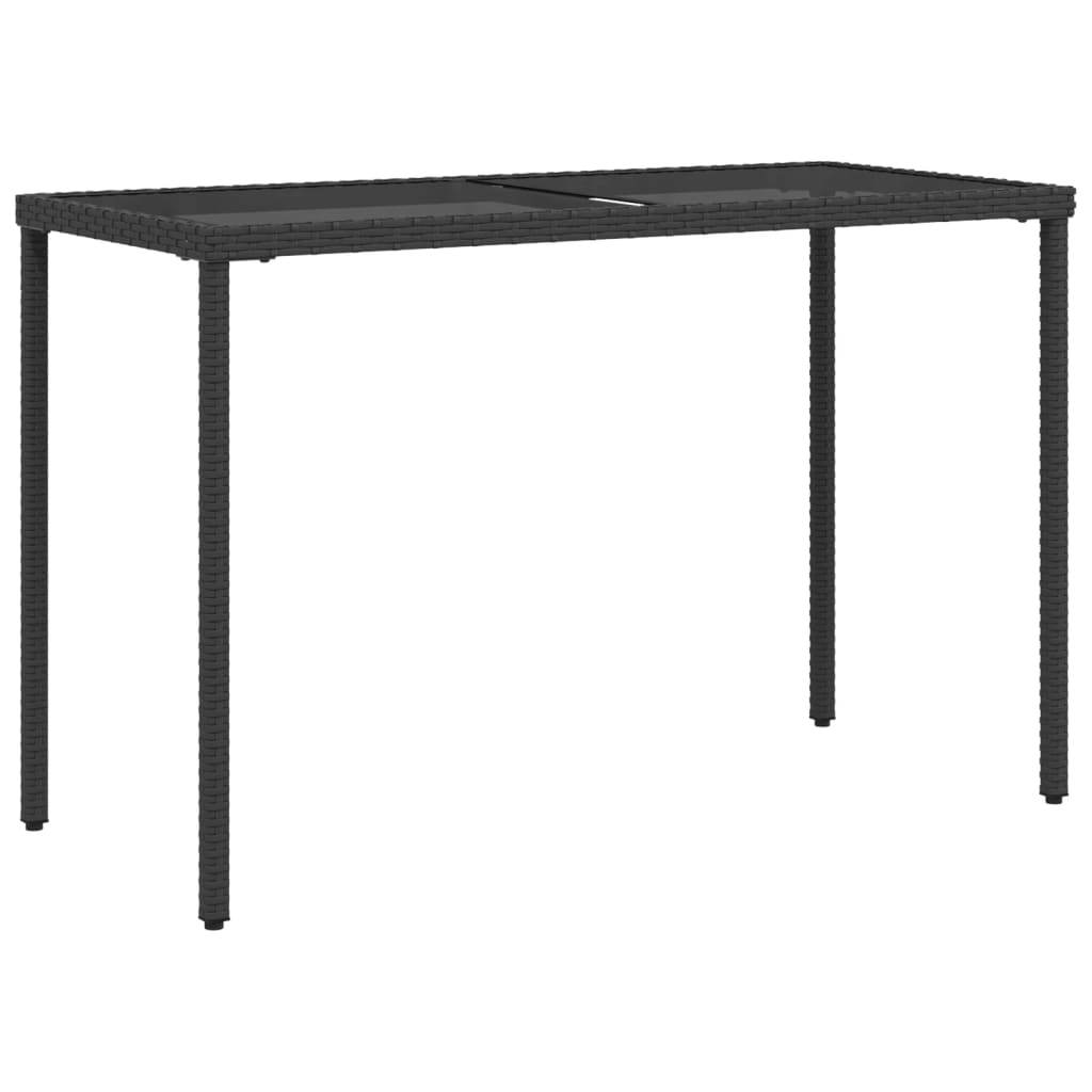 Mesa de jardim com tampo de vidro 115x54x74 cm vime PE preto