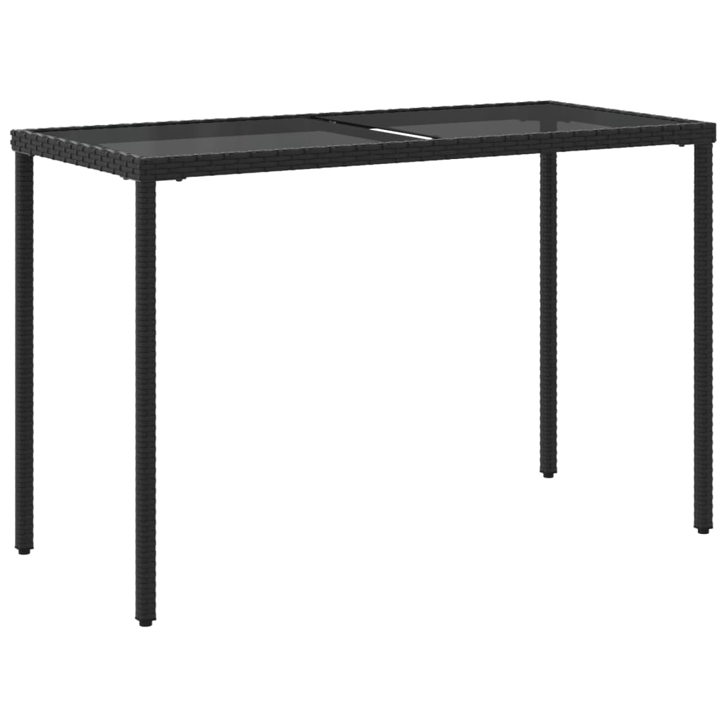 Mesa de jardim com tampo de vidro 115x54x74 cm vime PE preto