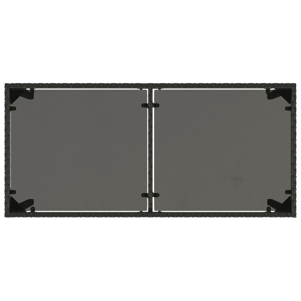 Mesa de jardim com tampo de vidro 115x54x74 cm vime PE preto