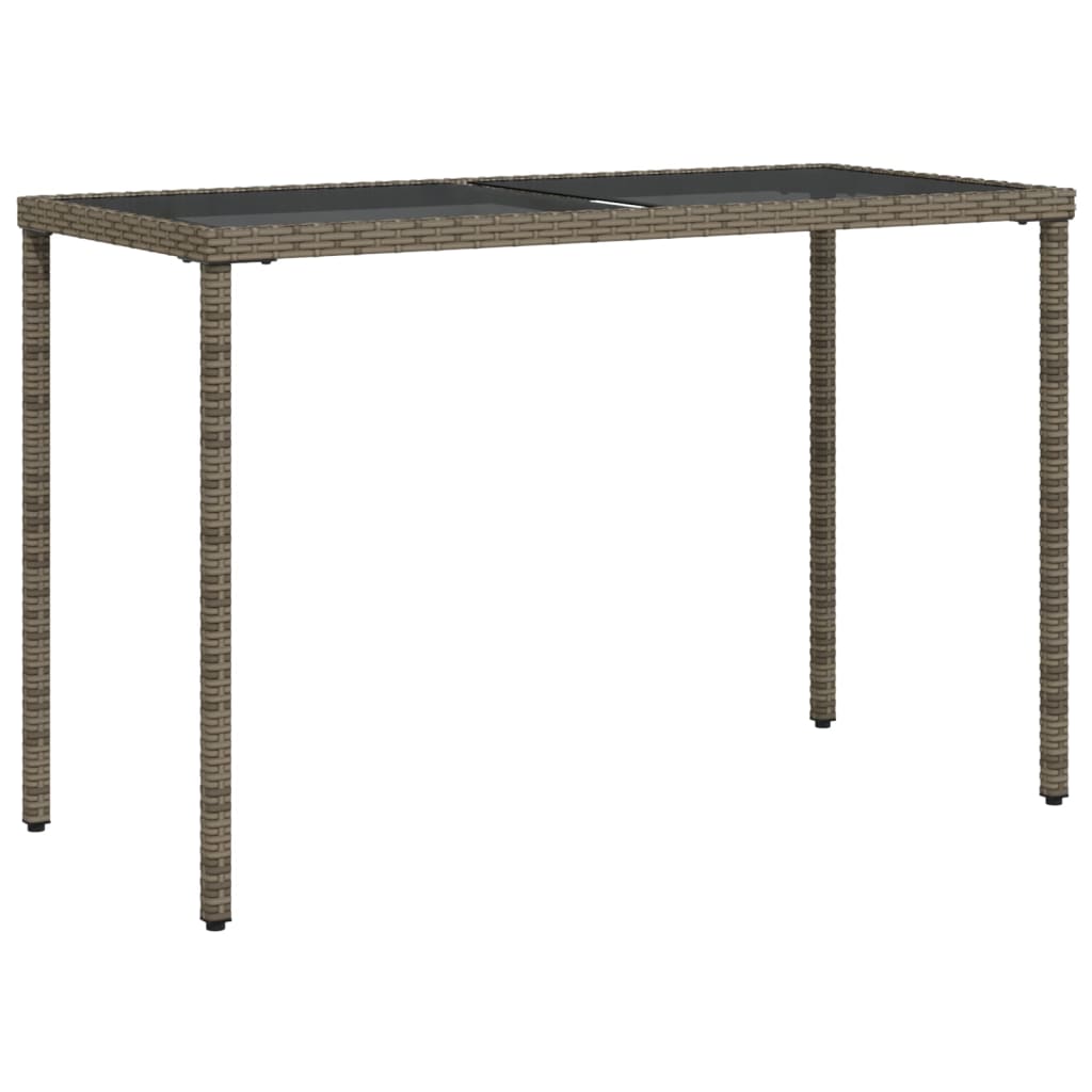 Mesa de jardim com tampo de vidro 115x54x74 cm vime PE cinza