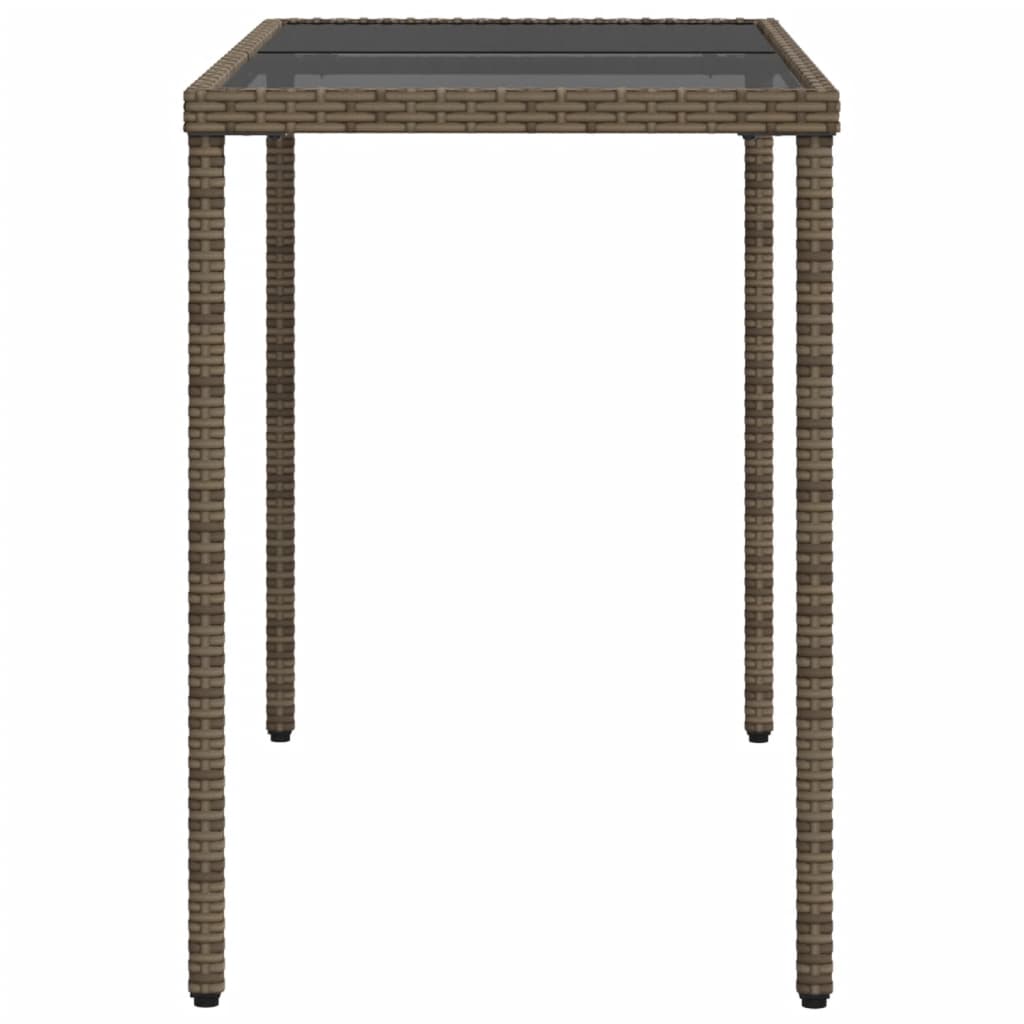 Mesa de jardim com tampo de vidro 115x54x74 cm vime PE cinza