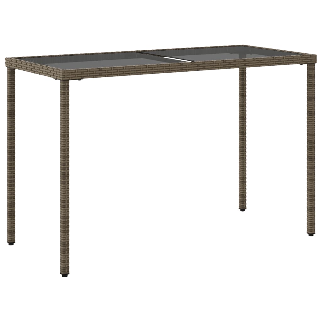 Mesa de jardim com tampo de vidro 115x54x74 cm vime PE cinza