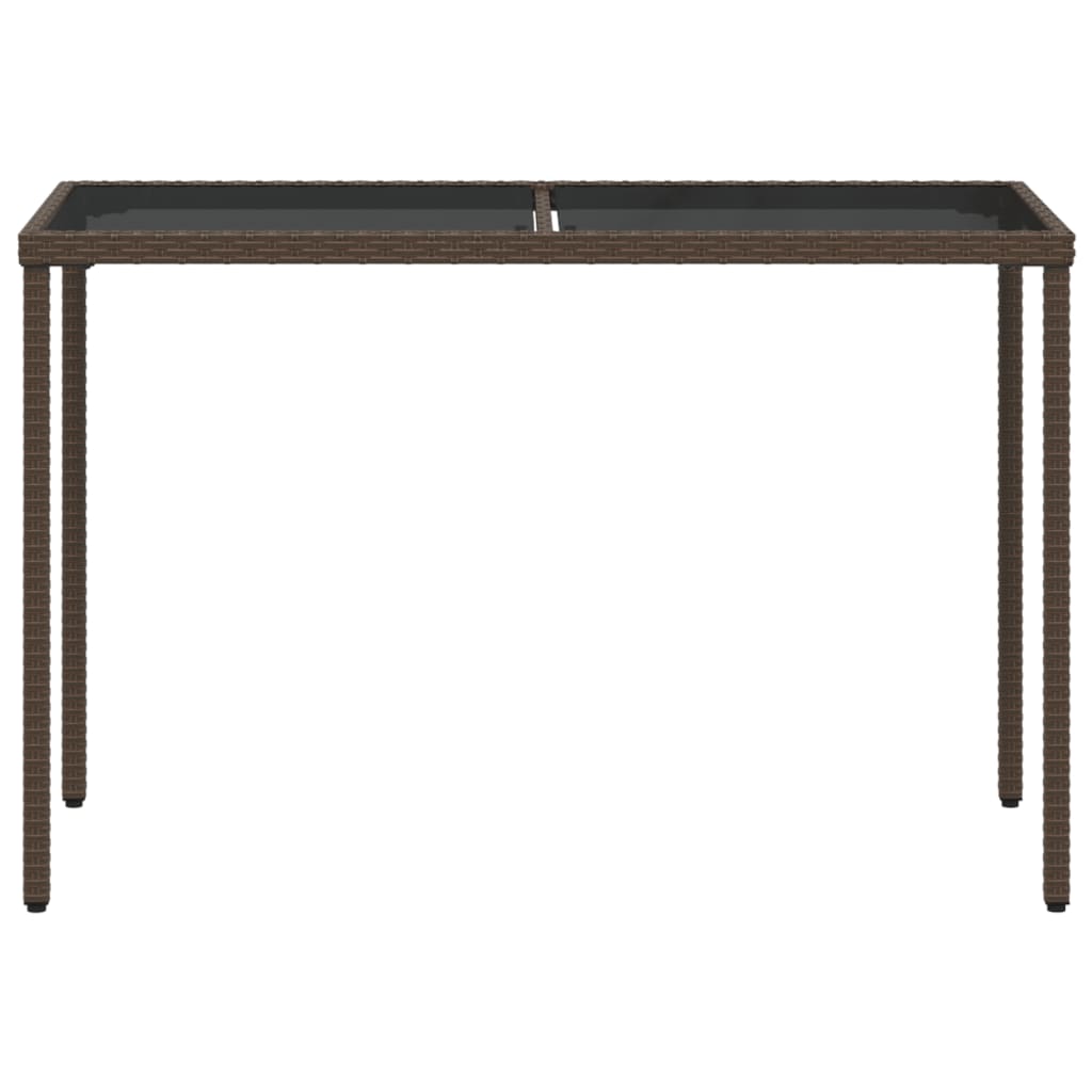 Mesa de jardim com tampo de vidro 115x54x74 cm vime PE castanho