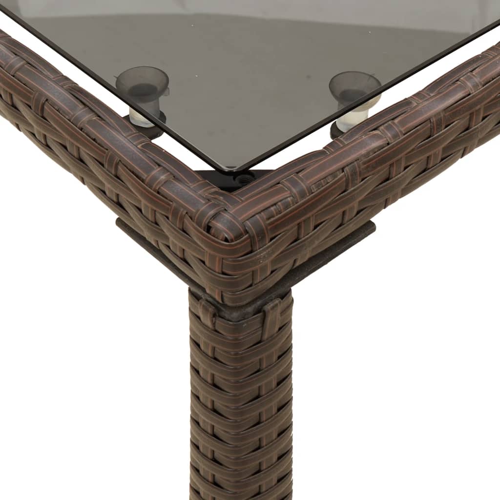 Mesa de jardim com tampo de vidro 115x54x74 cm vime PE castanho