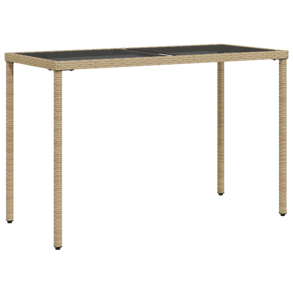 Mesa de jardim com tampo de vidro 115x54x74 cm vime PE bege