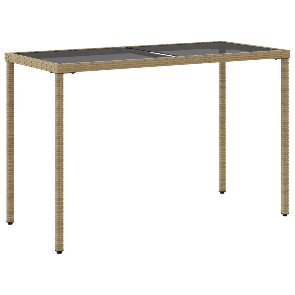 Mesa de jardim com tampo de vidro 115x54x74 cm vime PE bege