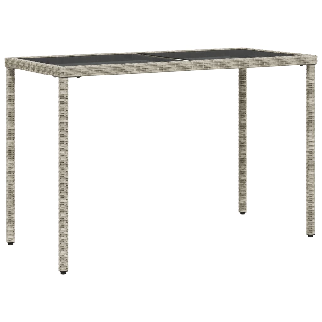 Mesa jardim c/ tampo de vidro 115x54x74 cm vime PE cinza-claro