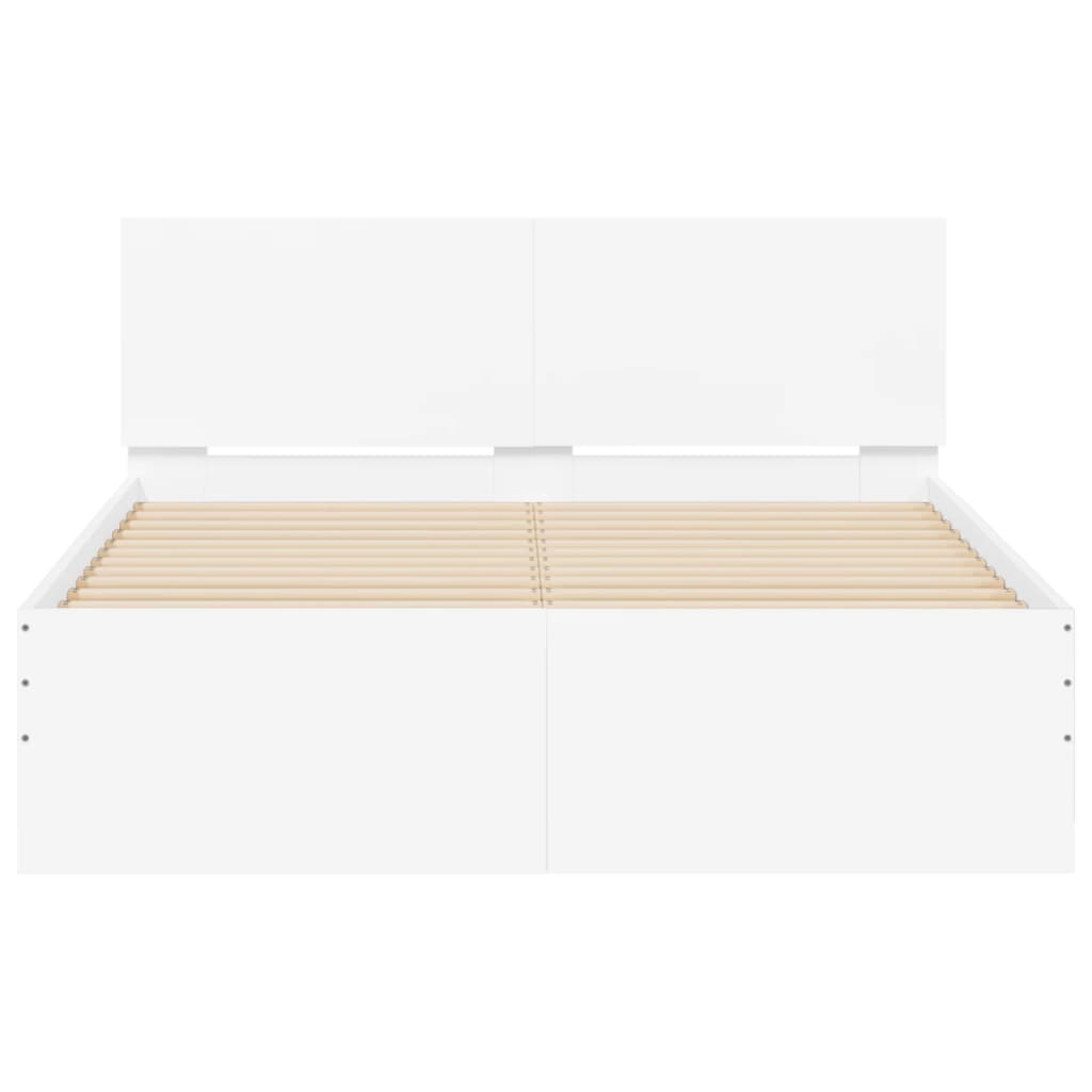 Estrutura de cama com cabeceira e luzes LED 135x190 cm branco