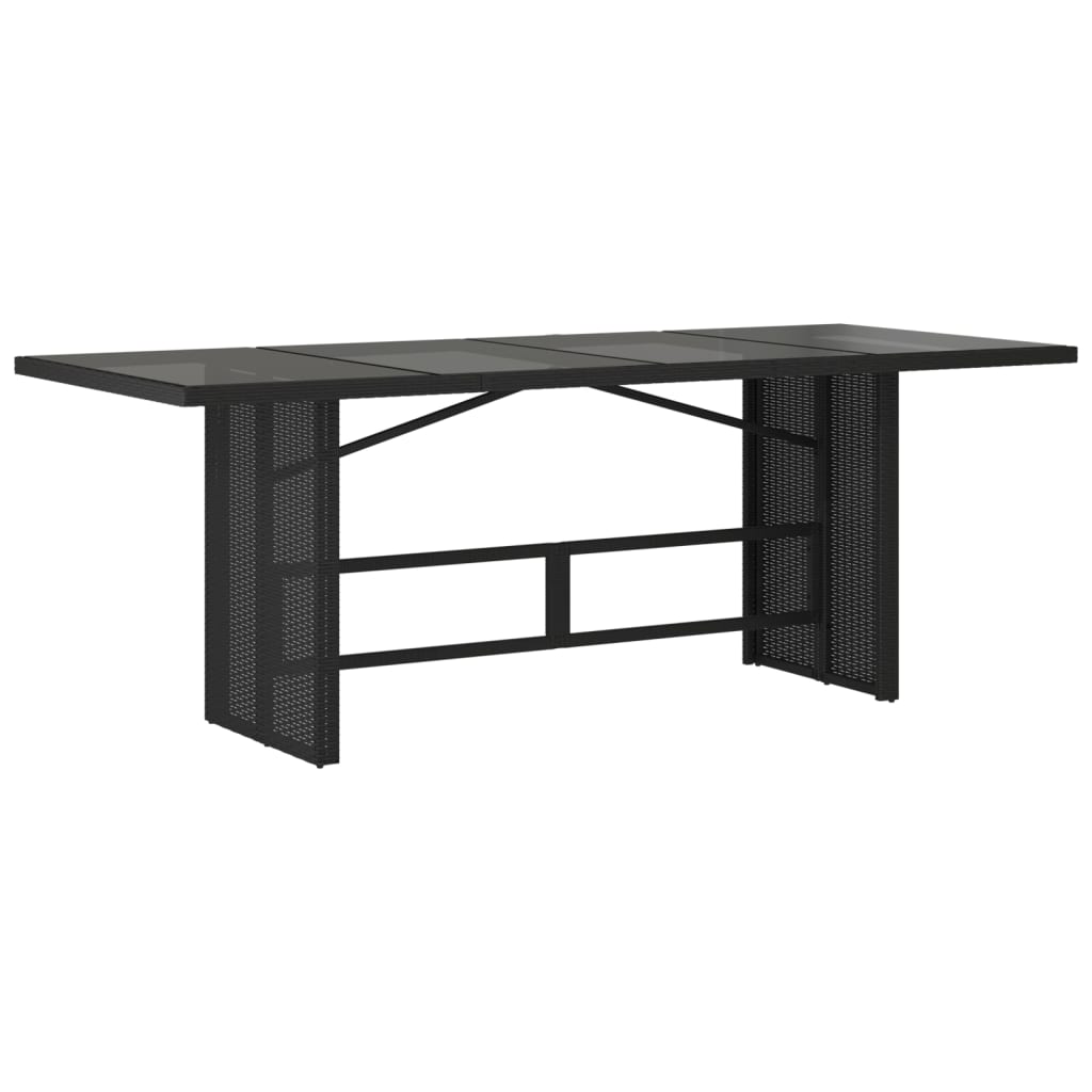 Mesa de jardim com tampo de vidro 190x80x74 cm vime PE preto