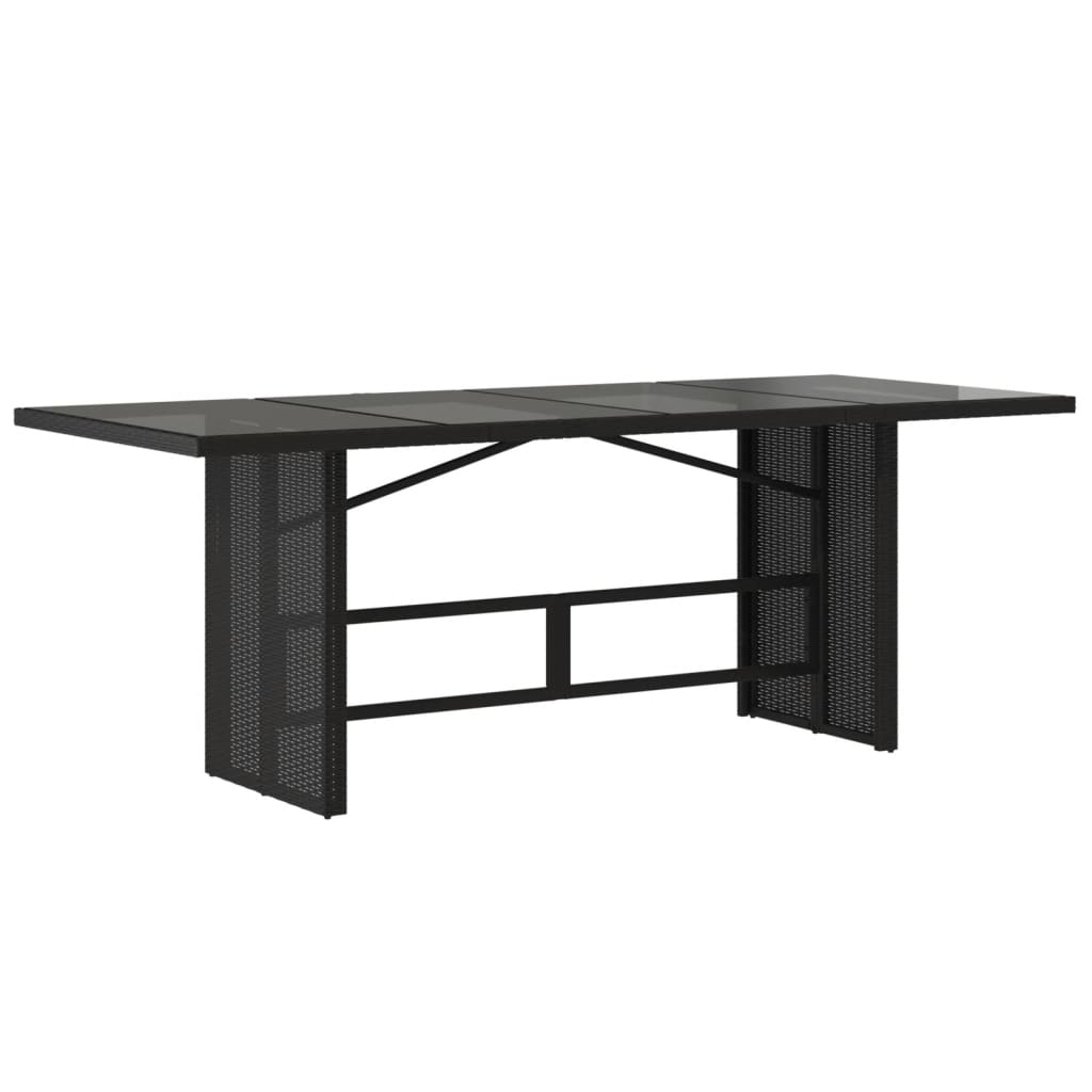 Mesa de jardim com tampo de vidro 190x80x74 cm vime PE preto