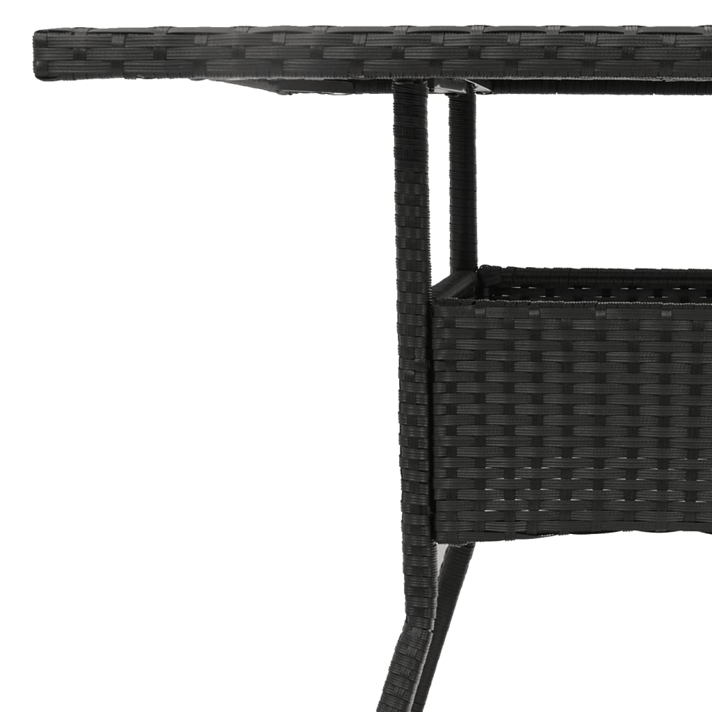 Mesa de jardim com tampo de vidro 80x80x75 cm vime PE preto